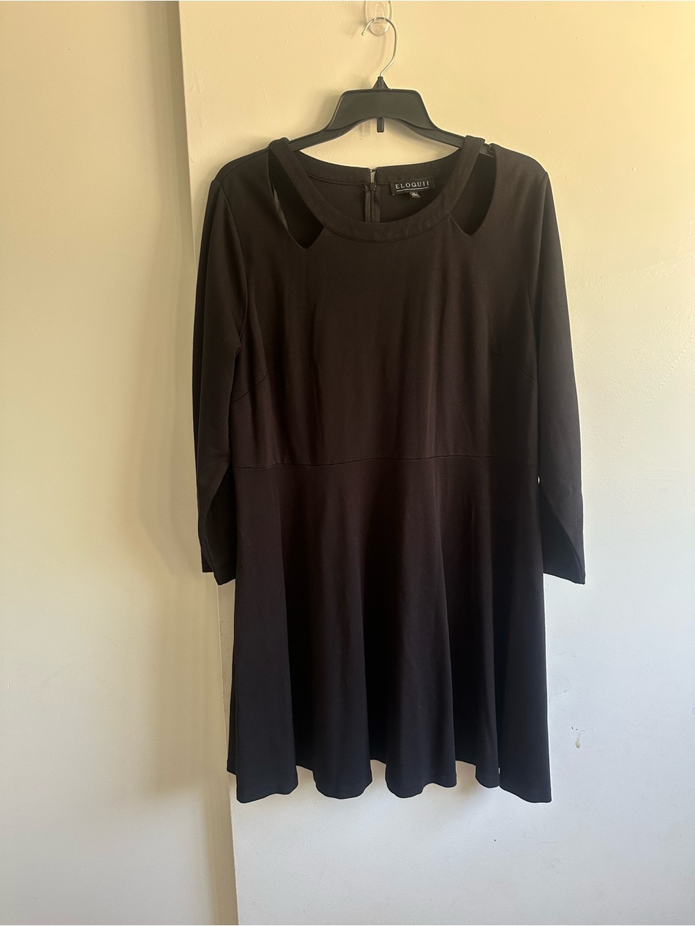 Eloquii Black Long-Sleeve Cutout Swing Dress